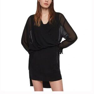 AllSaints Women's XS Penny Black Draped Dress Mini Layered Minimal Whimisgoth
